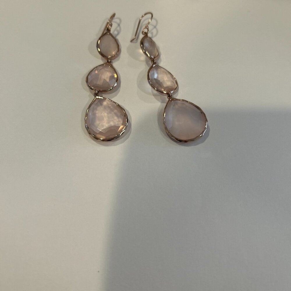 IPPOLITA ROSE GOLD Quartz Rose Gold Triple Drop Rock Candy Earrings